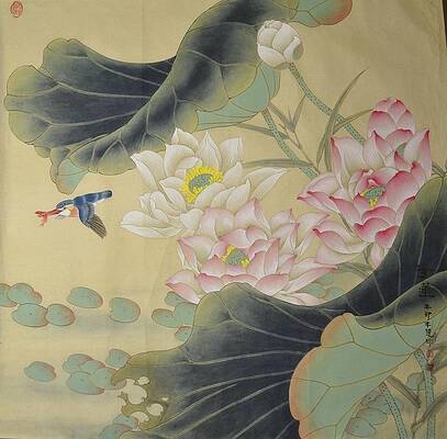 Wall Art featuring the painting Pure Lotus No.2 by HuiZhen Zhang