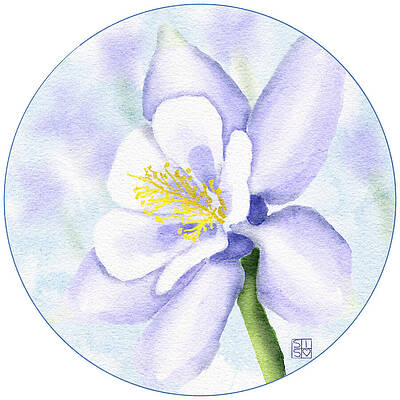 Flower Wall Art featuring the digital art Purple Columbine Flower by Snow Iris Studio