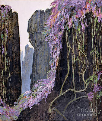 Tree Painting - Purple Fog In Stone Forest by Zhan Jianjun