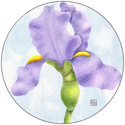Iris Wall Art featuring the digital art Purple Iris In Bloom by Snow Iris Studio