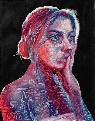 Blue Wall Art featuring the pastel Purple Lady by Blank Page