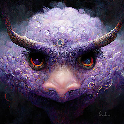 Wall Art featuring the digital art Purple People Eater II by Annalisa Rivera-Franz
