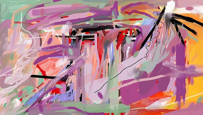 Abstract Wall Art featuring the painting Purple Portrait by Sonja Kraft