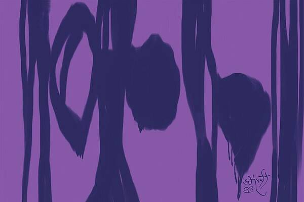 Bold Wall Art featuring the painting Chromatic Shadow - Purple by Sonja Kraft