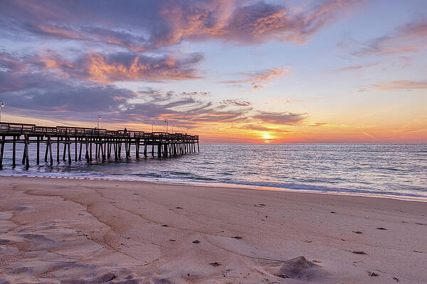 Cloud Wall Art featuring the photograph Purple Sunrise Over Sandbridge by Donna Twiford