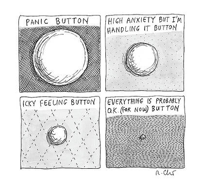 Anxious Drawing - Pushing Buttons by Roz Chast