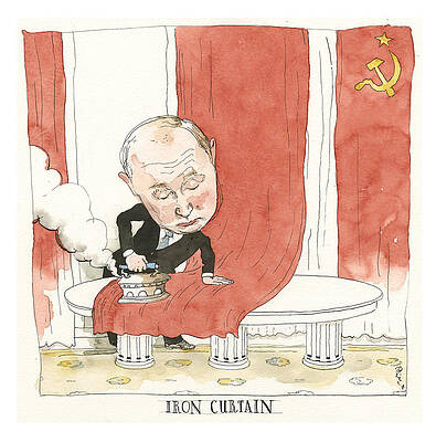 War Painting - Putin Measures The Drapes by Barry Blitt