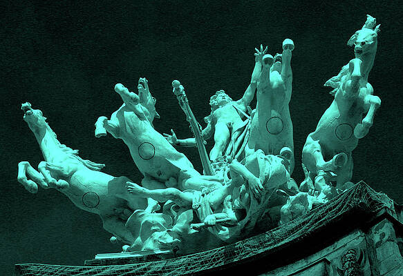 Teal Photograph - Quadriga Statue - Grand Palais by Ron Berezuk