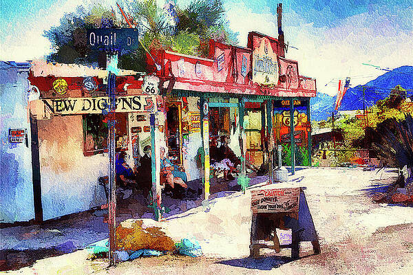 Arizona Wall Art featuring the mixed media Quail Dr. Oatman Arizona by Tatiana Travelways