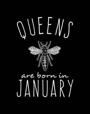 Bear Wall Art featuring the digital art Queens Are Born In January Bee by Flippin Sweet Gear