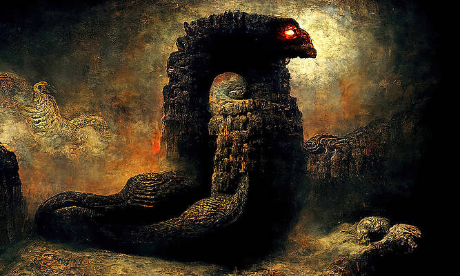 Wall Art featuring the painting Quetzalcoatl, The Serpent God, 02 by AM FineArtPrints