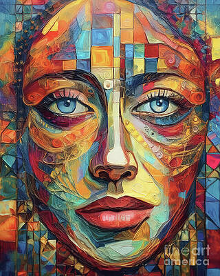 Vintage Wall Art featuring the ai art Quilt Portrait by Macro Abundance