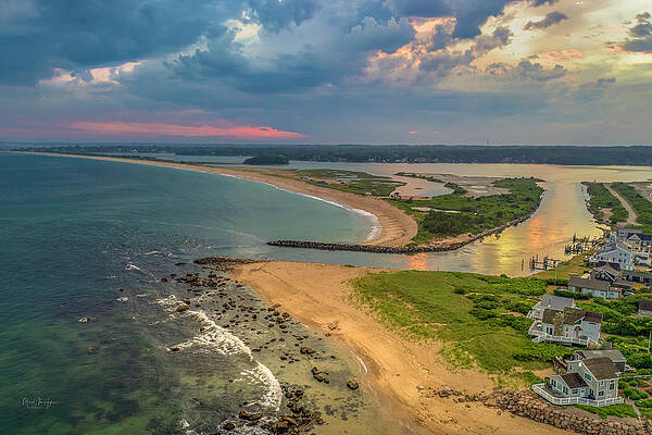 Wall Art featuring the photograph Quonochontaug Breachway by Veterans Aerial Media LLC