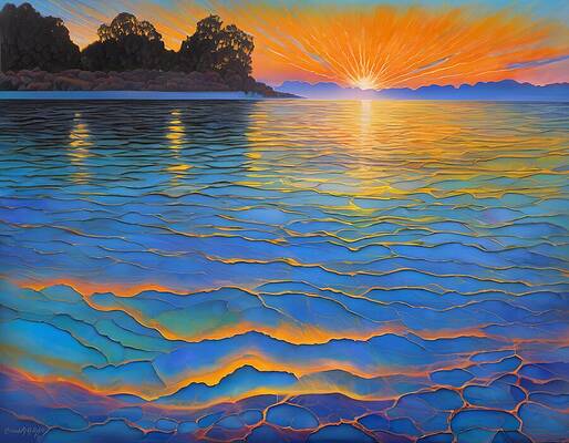 Reflection Digital Art - Radiant Sunset by Eris And AI