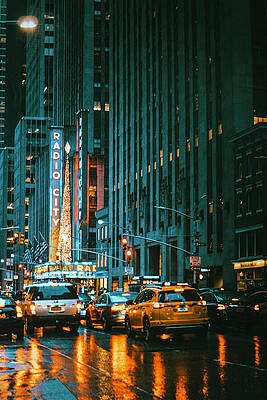 Reflection Photograph - Radio City Music Hall Street Scene New York City by Printed View