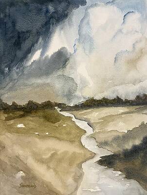 Serene Painting - Rain Storm Coming by Judy Strickland
