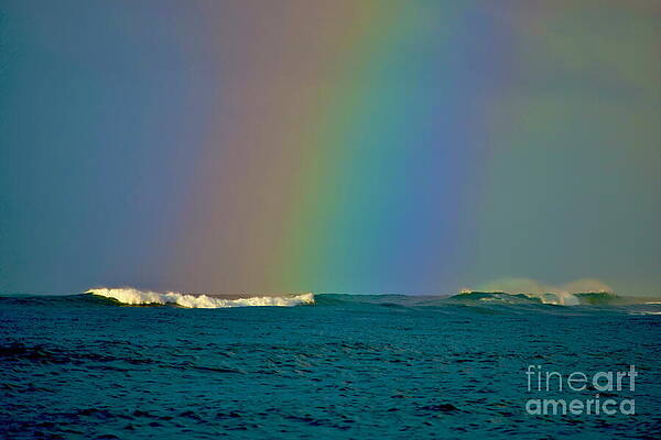 Rainbow Over Ocean Waves Wall Art