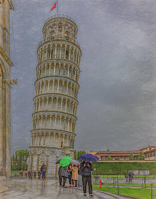 Spring Photograph - Rainy Day And A Tower That Leans by Marcy Wielfaert