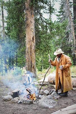 Cowboy Wall Art featuring the photograph Rainy Day Campfire by Alden White Ballard