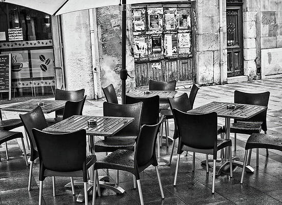 Wall Art featuring the photograph Rainy Day In Spain - Black And White by Tatiana Travelways