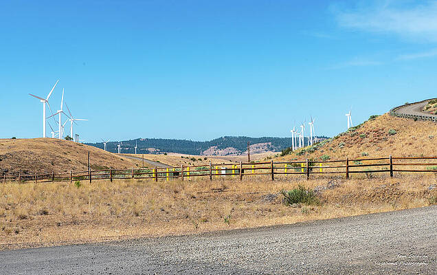 Spring Photograph - Ranch Fence And Wind Farm At Elk Springs Rd by Tom Cochran
