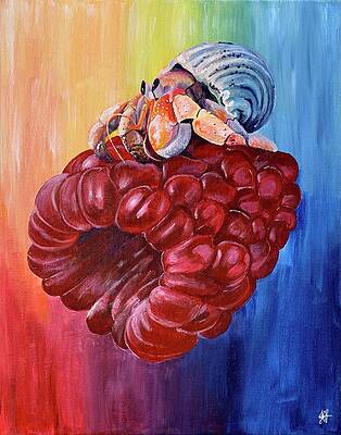 Fruit Wall Art featuring the painting Raspberry Crab by Blank Page