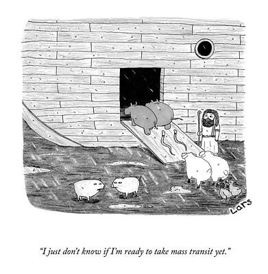 Pig Drawing - Ready For Mass Transit by Lars Kenseth