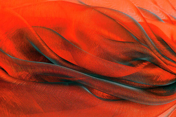 Photograph - Red Abstract Wavy Organza Fabric by Severija Kirilovaite