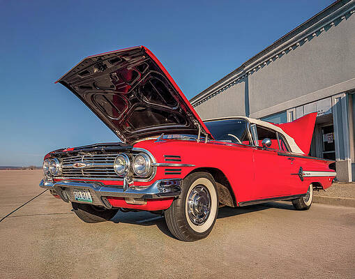 Vintage Photograph - Red And White Impala by Robert Niemeier