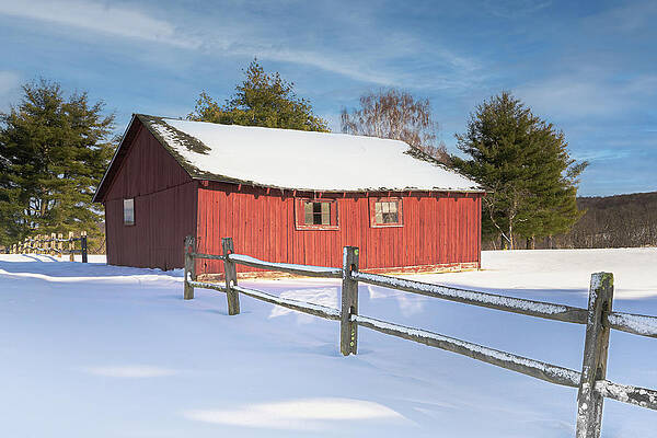 Winter Wall Art featuring the photograph Red Barn In The Snow by Dave King
