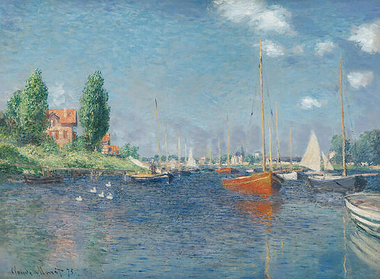 Claude Monet's Sailing Boats on the Seine Wall Art