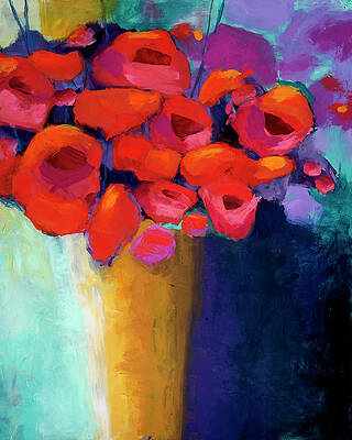 Vibrant Red Floral Bouquet Wall Art