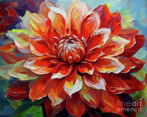 Beautiful Wall Art featuring the ai art Red Head Dahlia by Macro Abundance