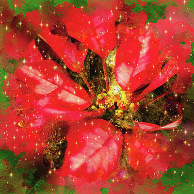 Sparkling Red Poinsettia Wall Art