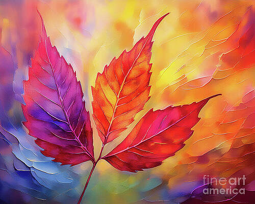Vintage Wall Art featuring the ai art Red Maple Leaf by Macro Abundance