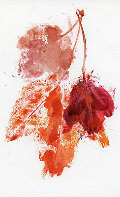 Fall Wall Art featuring the painting Red Maple Leaves Organic Bouquet by Elizabeth Reich