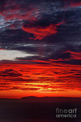 Cloud Photograph - Red Orange Glow Clouds From A Catalina Sunset by Abigail Diane Photography