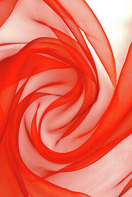 Clothing Photograph - Red  Organza Fabric Wavy Texture by Severija Kirilovaite
