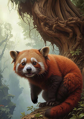Wall Art featuring the painting Red Panda by Land of Dreams