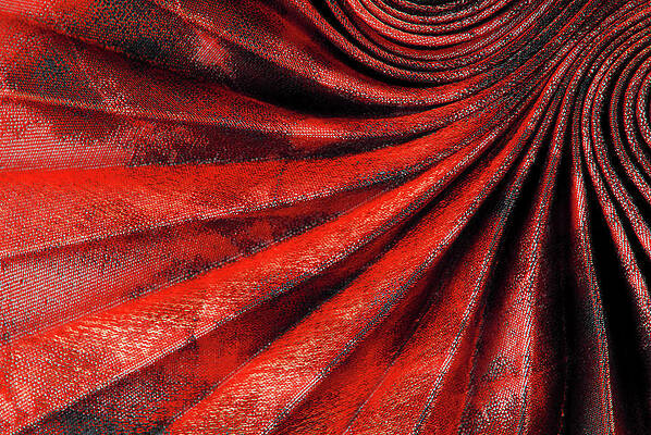 Clothing Photograph - Red Pleated Fabric Texture by Severija Kirilovaite