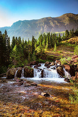 Mountain Stream in Vibrant Landscape Wall Art
