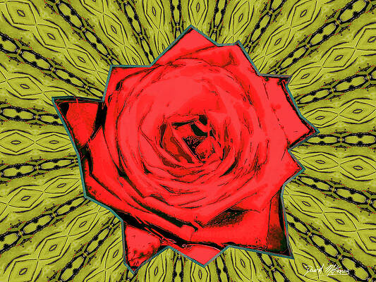 Wall Art featuring the digital art Red Rose Abstract by David McKinney