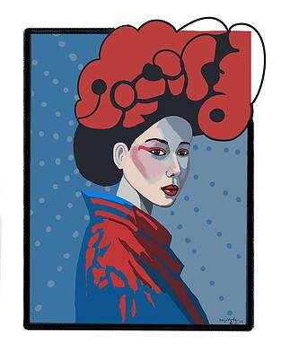 Abstract Portrait with Red Accents Wall Art
