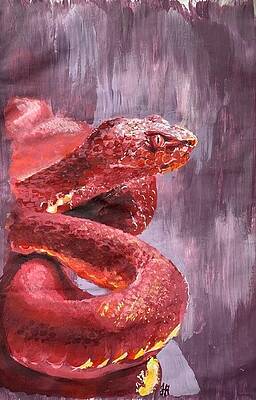 Acrylic Wall Art featuring the painting Red Snake by Jenna Blank Page