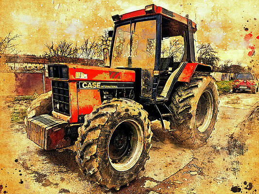 Rustic Tractor on Rural Path Wall Art