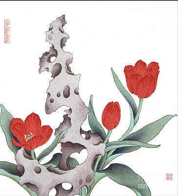 Garden Painting - Red Tulip I by Da Mei and Wen Lin