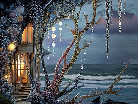 Whimsical Seaside Dreamscape Digital Art