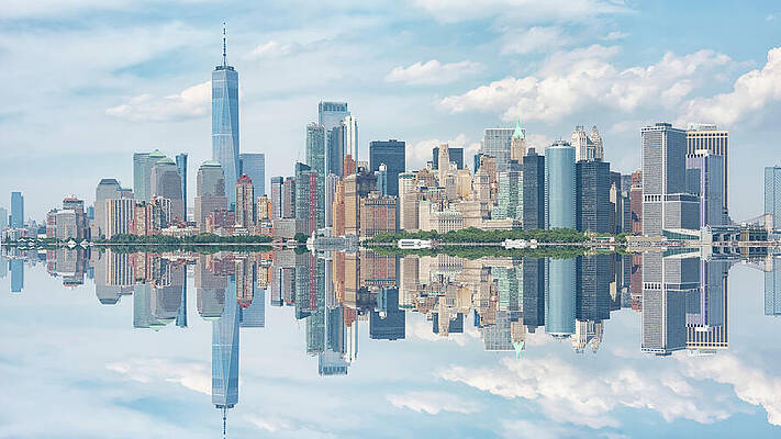 Reflective Manhattan Skyline Photograph