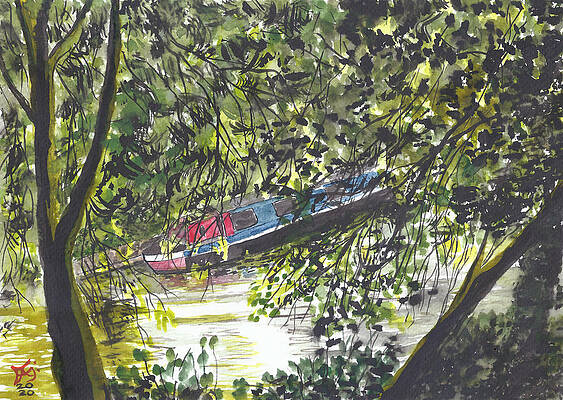 Wall Art featuring the painting Regents Canal By Muriel St Islington London by Francisco Gutierrez