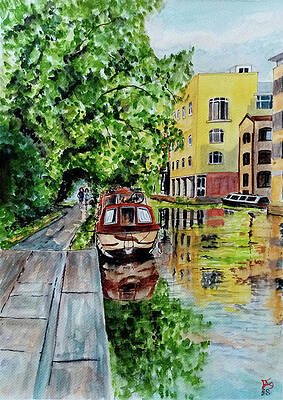 Wall Art featuring the painting Regents Canal Toward Caledonian Rd  Islington London by Francisco Gutierrez